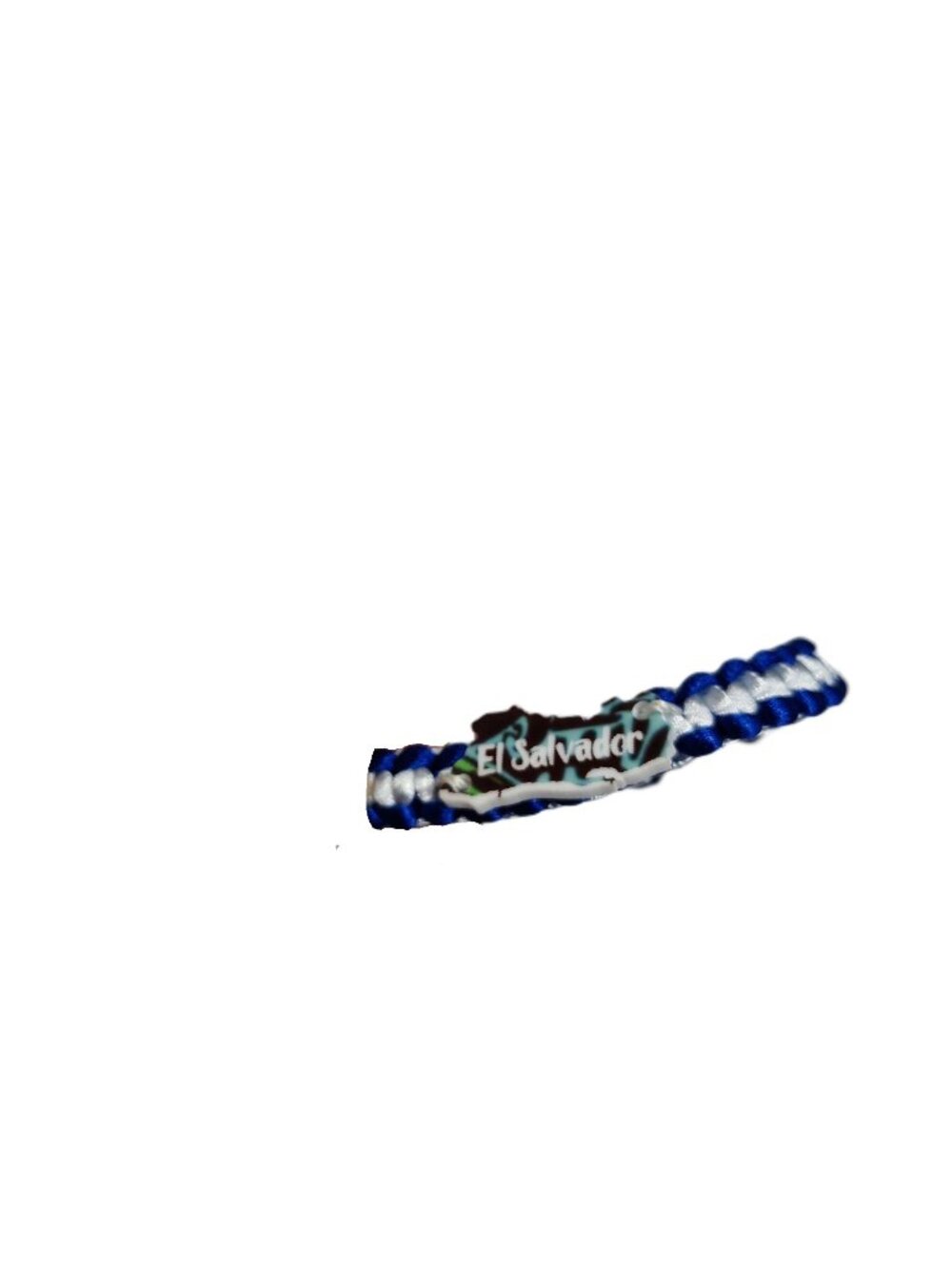 El Salvador Blue & White Adjustable Woven Bracelet With Map Accent
